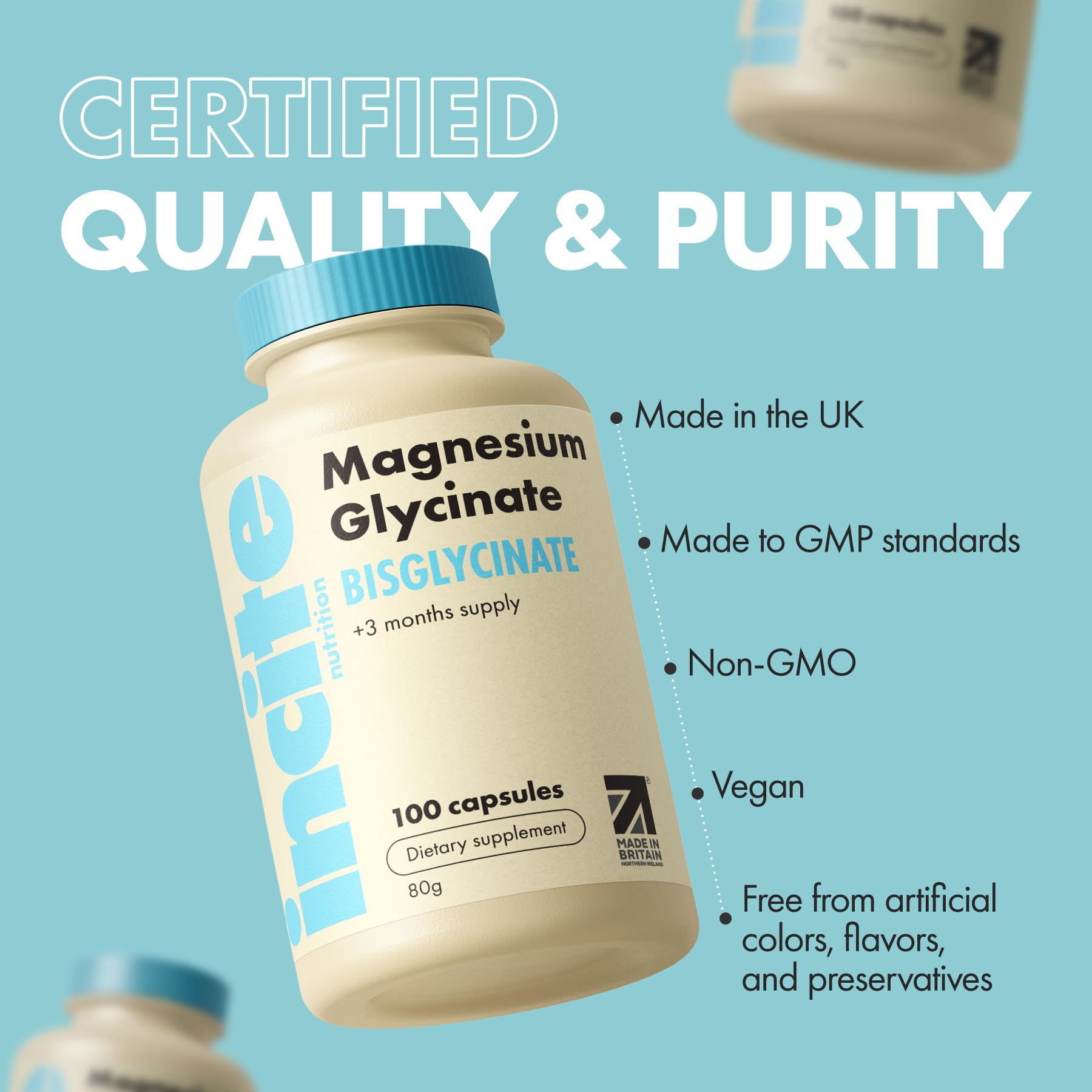 High-strength magnesium glycinate 500mg capsules