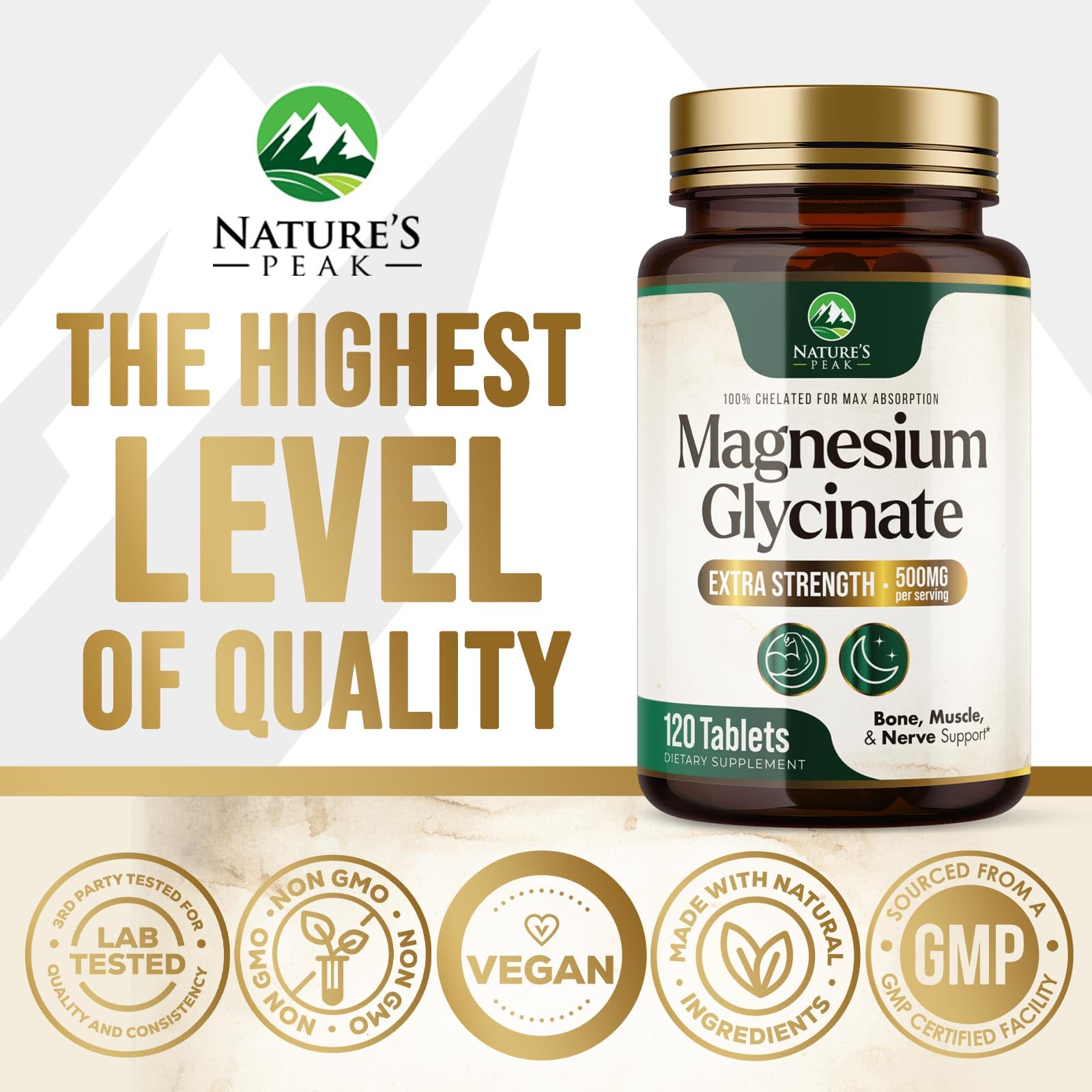 Supplement facts panel for Magnesium Glycinate