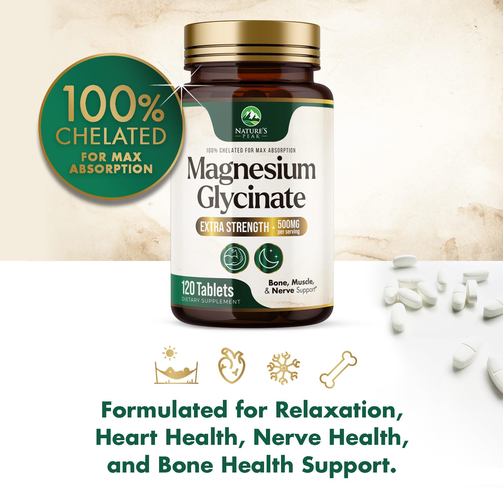 Lifestyle shot with Magnesium Glycinate bottle