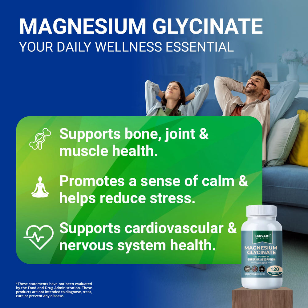 Third-party testing seal on Magnesium Glycinate 500mg with B6