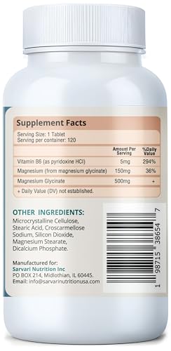 Bottle of Magnesium Glycinate 500mg with B6