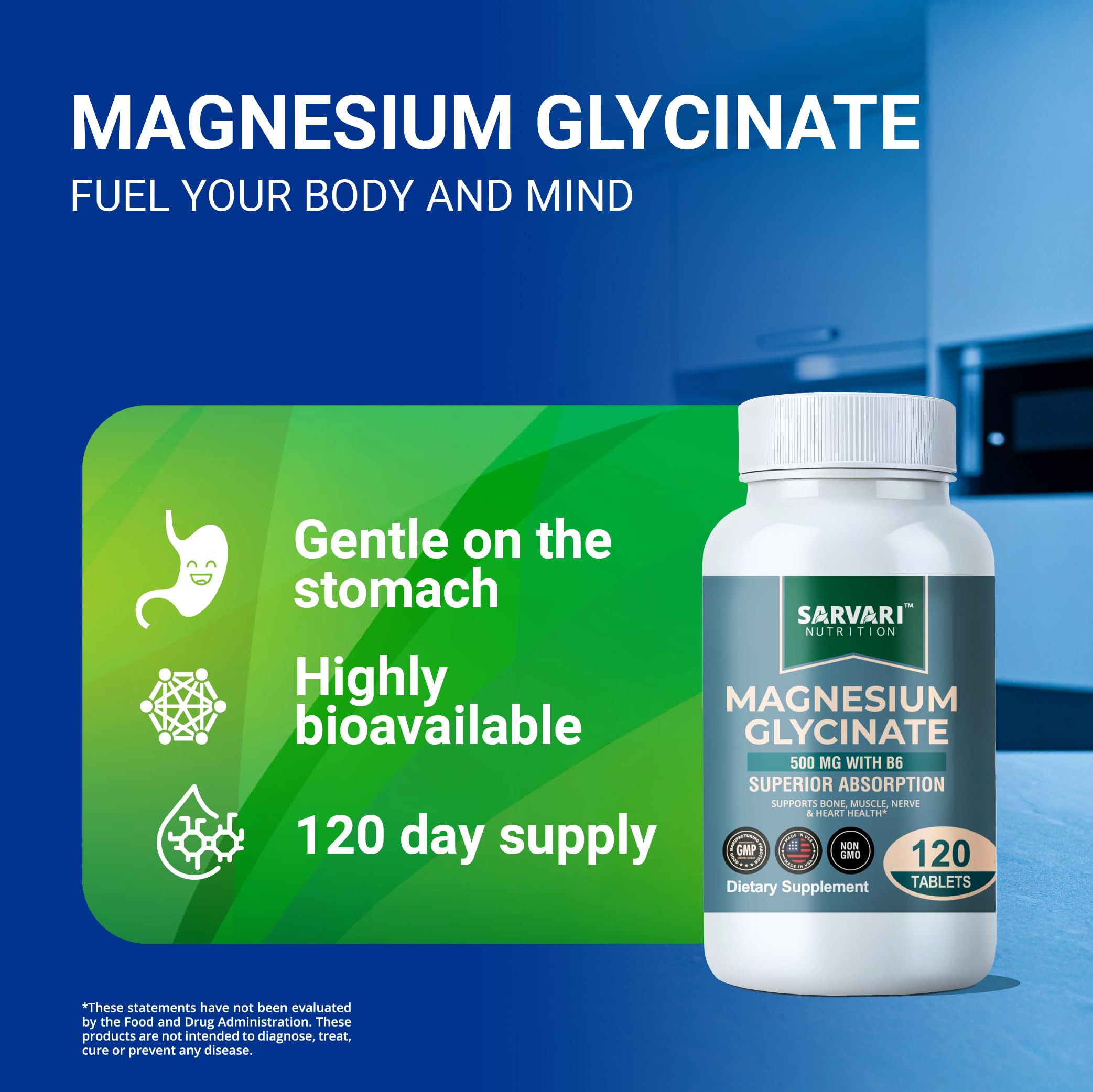 Ingredient list for Magnesium Glycinate 500mg with B6