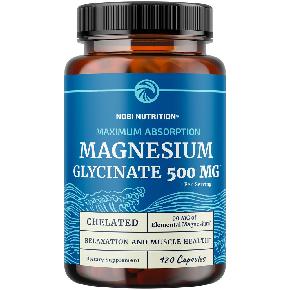 Bottle of Magnesium Glycinate 500mg by Nobi Nutrition - 120 count