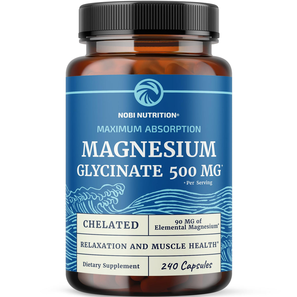 Hero bottle of Magnesium Glycinate 500mg capsules