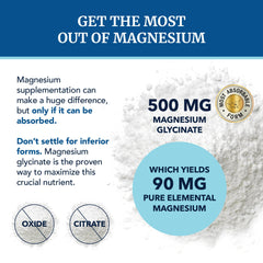 Magnesium Glycinate 500mg bottle placed on a table