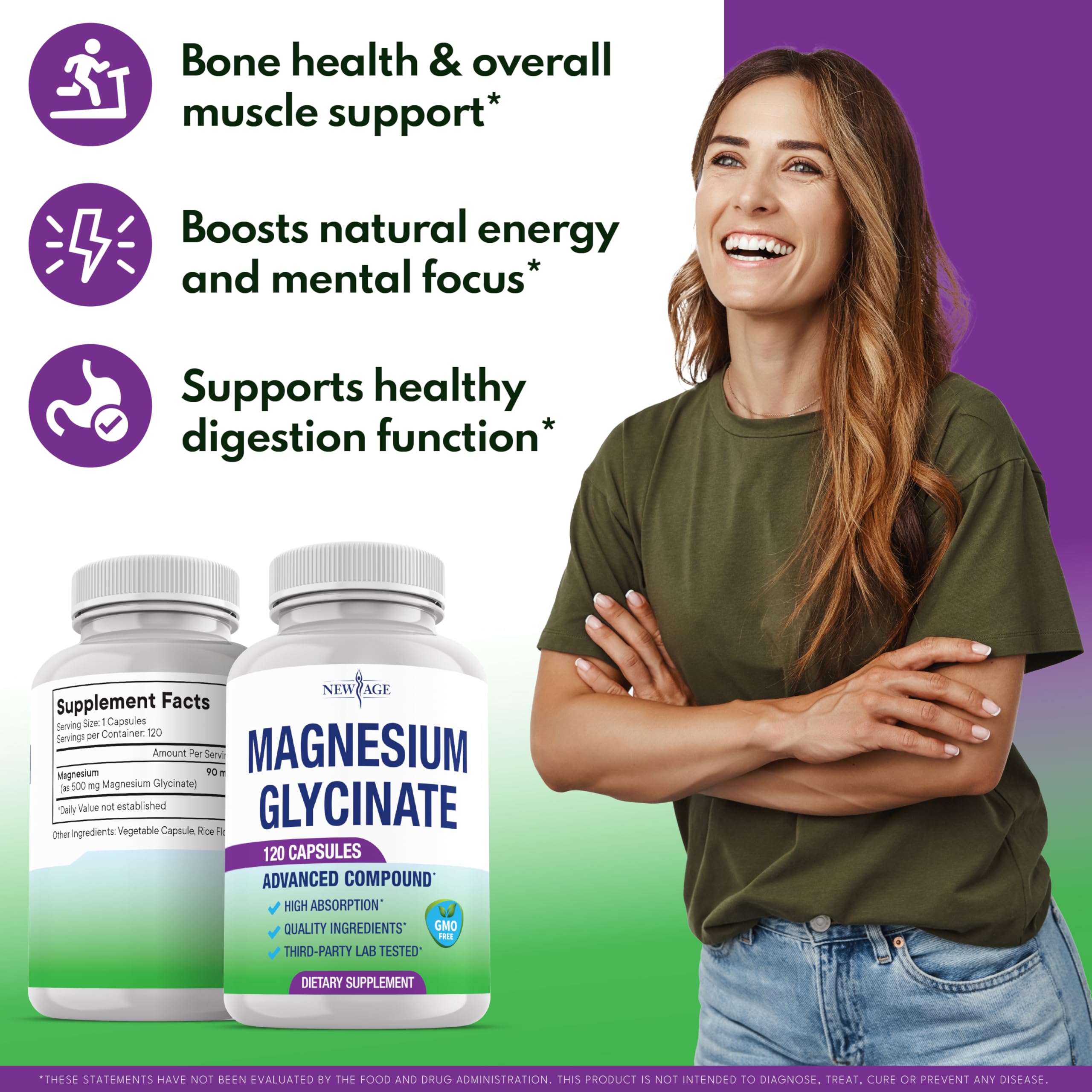 Magnesium Glycinate 500mg bottle with label