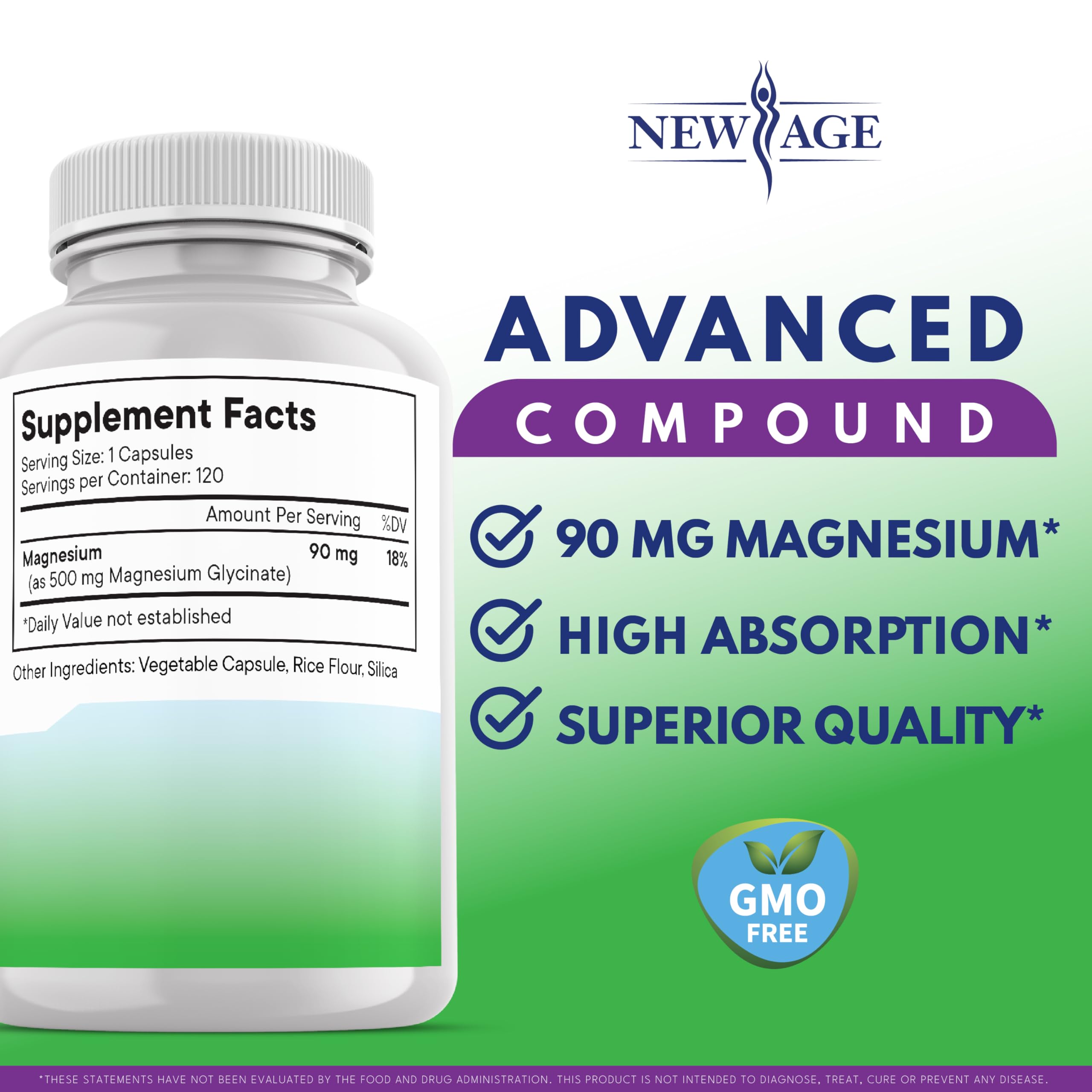 Close-up view of Magnesium Glycinate 500mg capsules