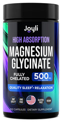 Front view of JOYLI Magnesium Glycinate 500MG capsules bottle