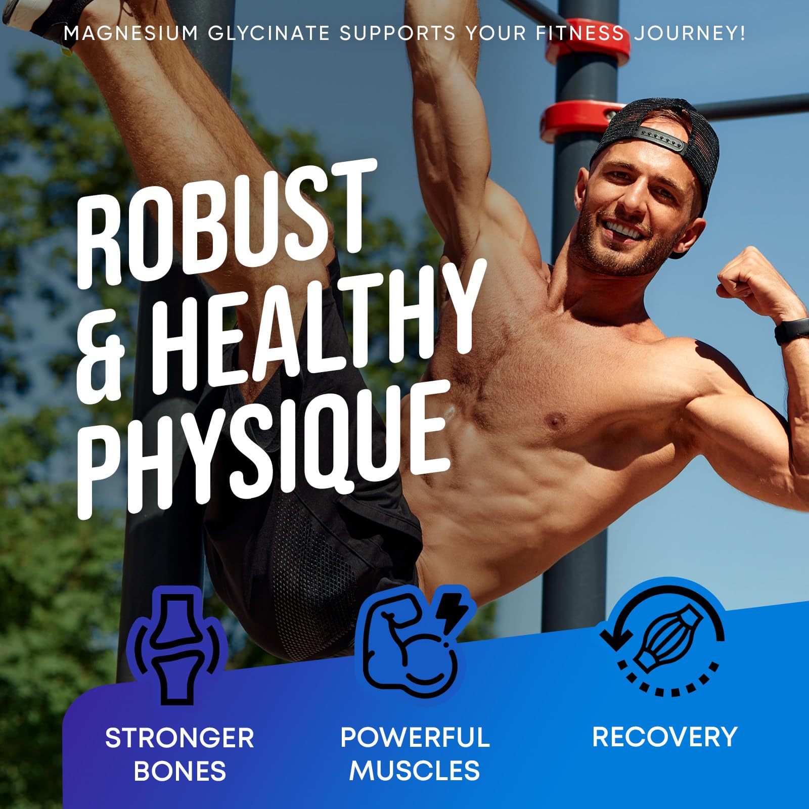 Graphic illustrating stronger bones and muscles with magnesium