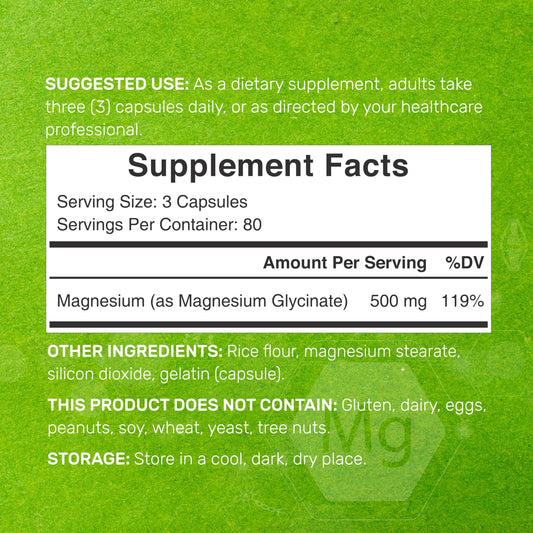 Chelated magnesium glycinate 500mg graphic