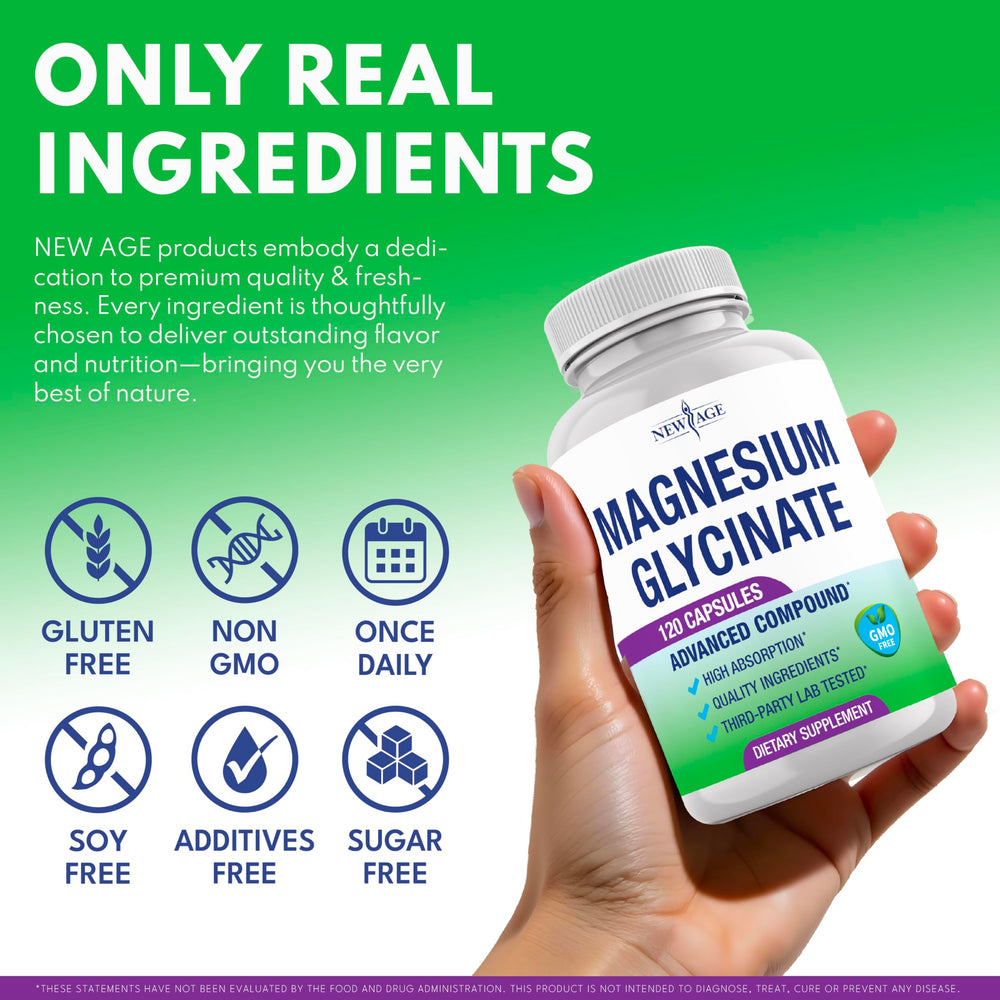 Gluten-free and non-GMO certification label for Magnesium Glycinate 500mg