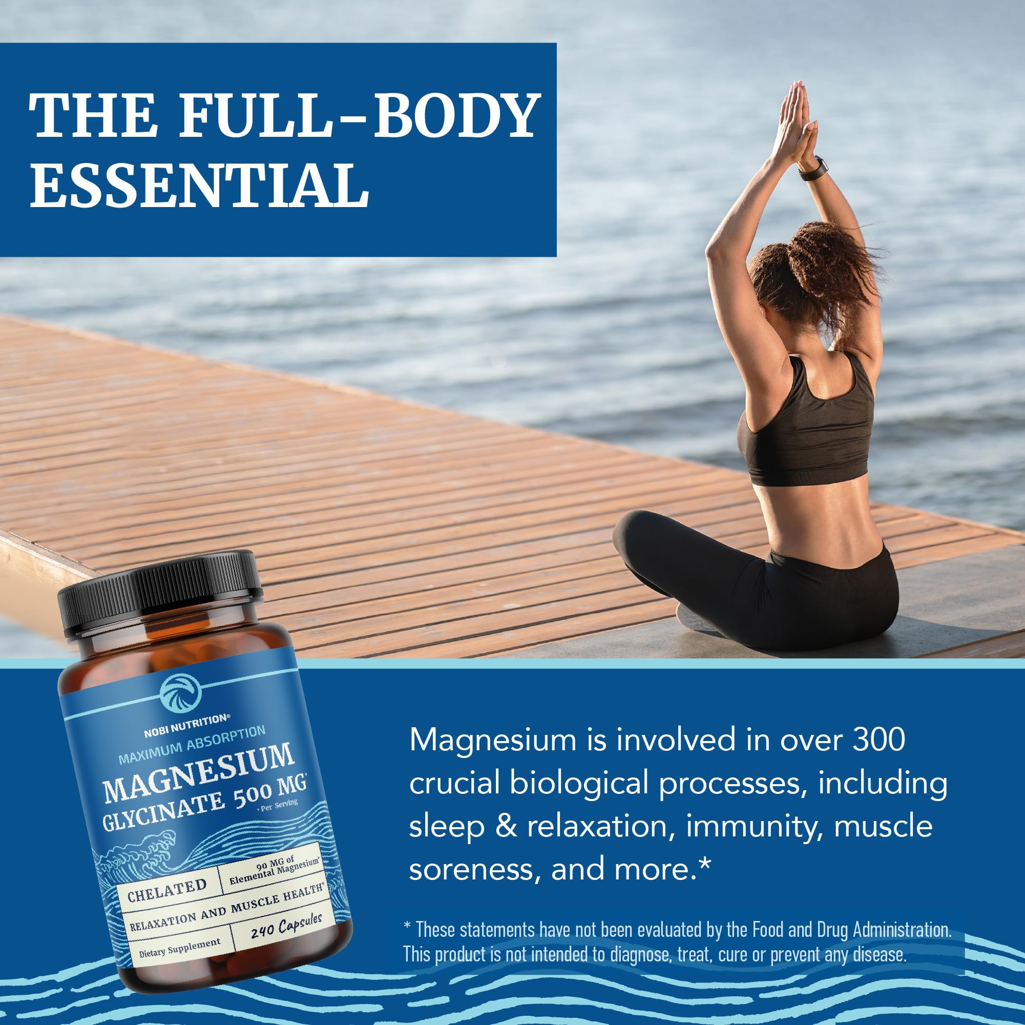 Supplement facts label for Magnesium Glycinate 500mg