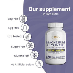 Close-up of magnesium glycinate 500mg tablets