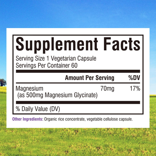 Close-up of 70mg elemental magnesium per capsule