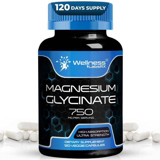 Magnesium Glycinate 750mg bottle front view