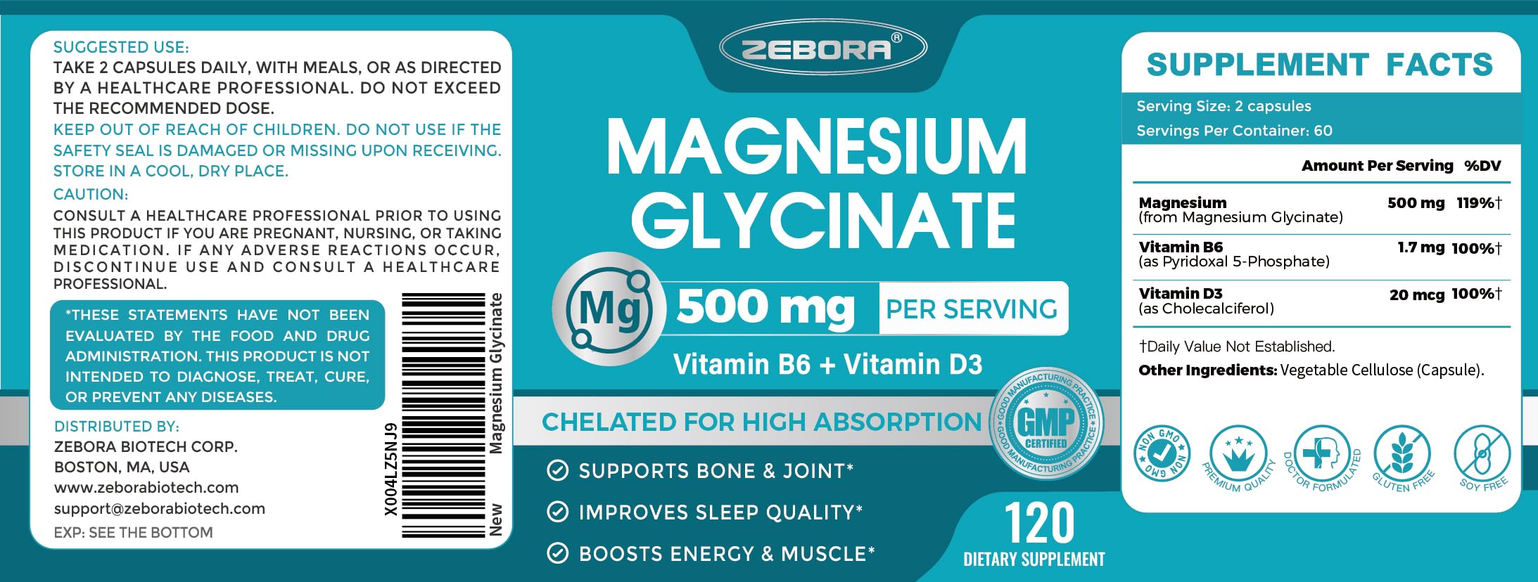 Magnesium glycinate capsules showing size and shape