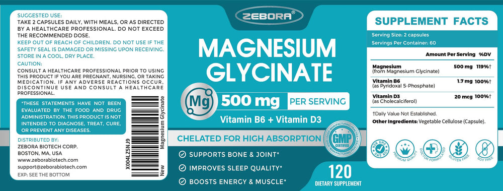 Magnesium glycinate capsules showing size and shape