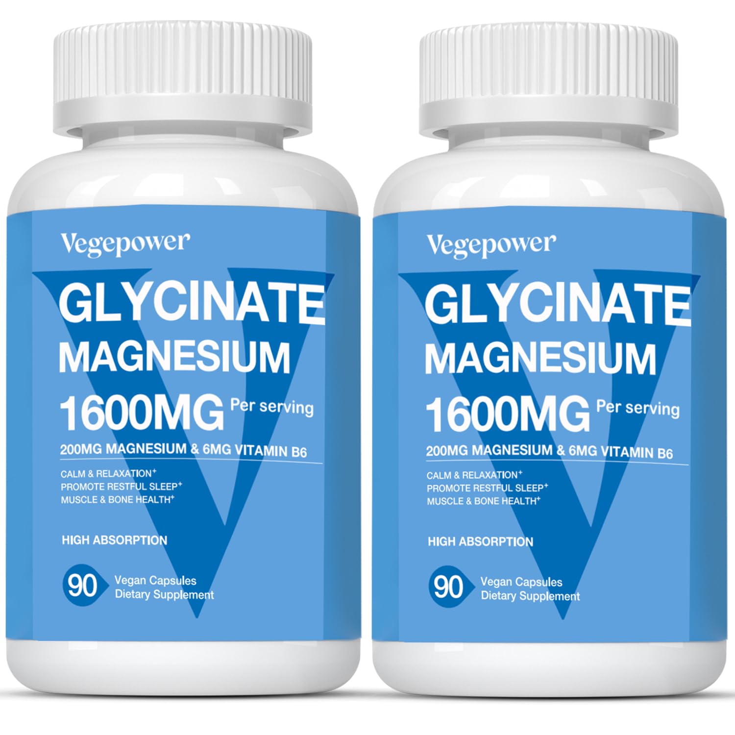 Hero image: Magnesium Glycinate Capsules, 200mg per capsule, 180 vegan caps