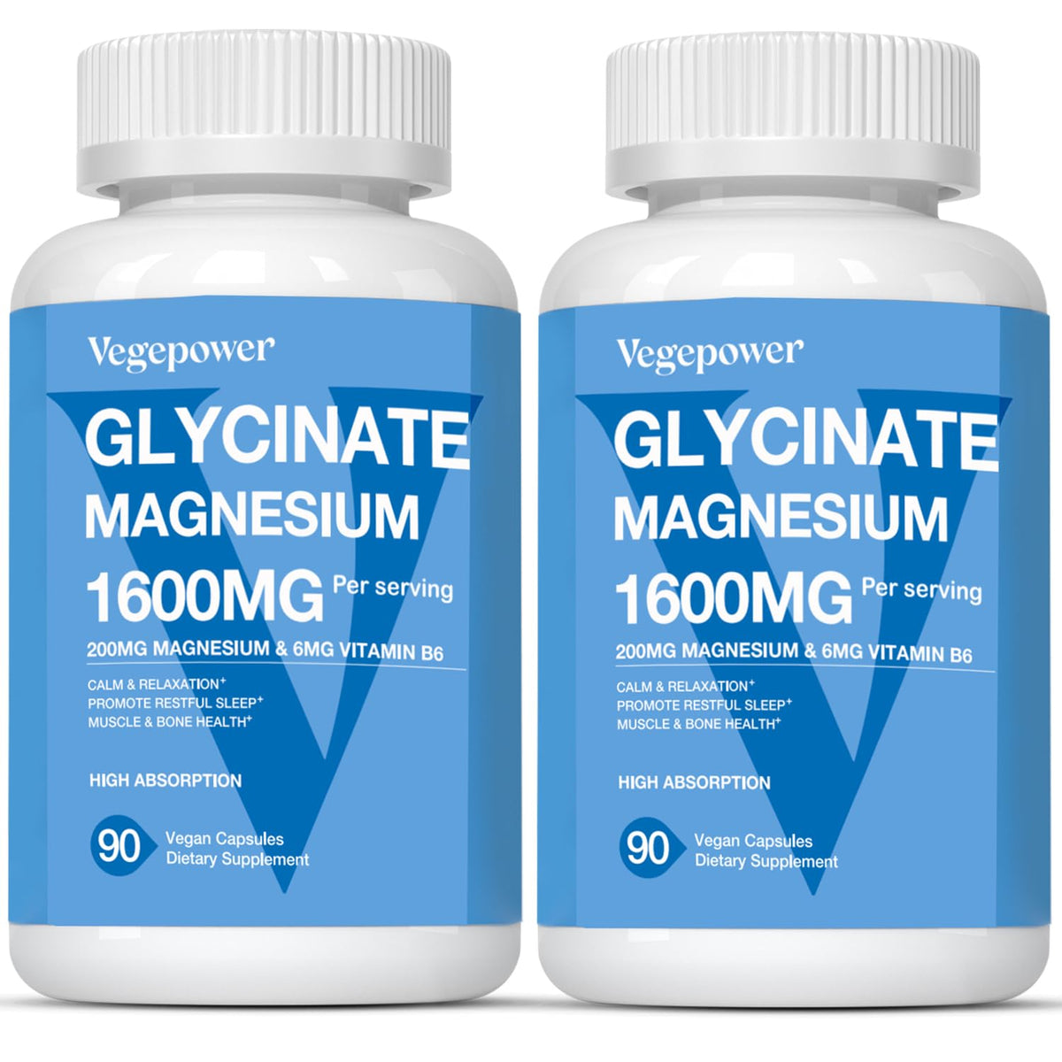 Hero image: Magnesium Glycinate Capsules, 200mg per capsule, 180 vegan caps
