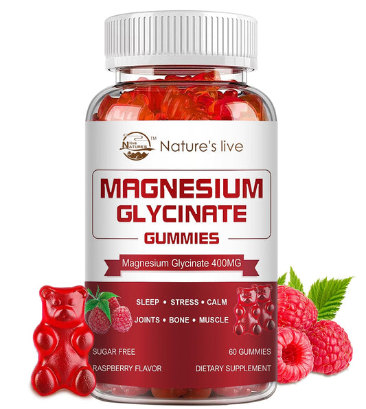 Bottle of Magnesium Glycinate Gummies Raspberry flavor