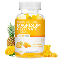 Front view of Magnesium Glycinate Gummies 1000mg 90 count mango pineapple flavor