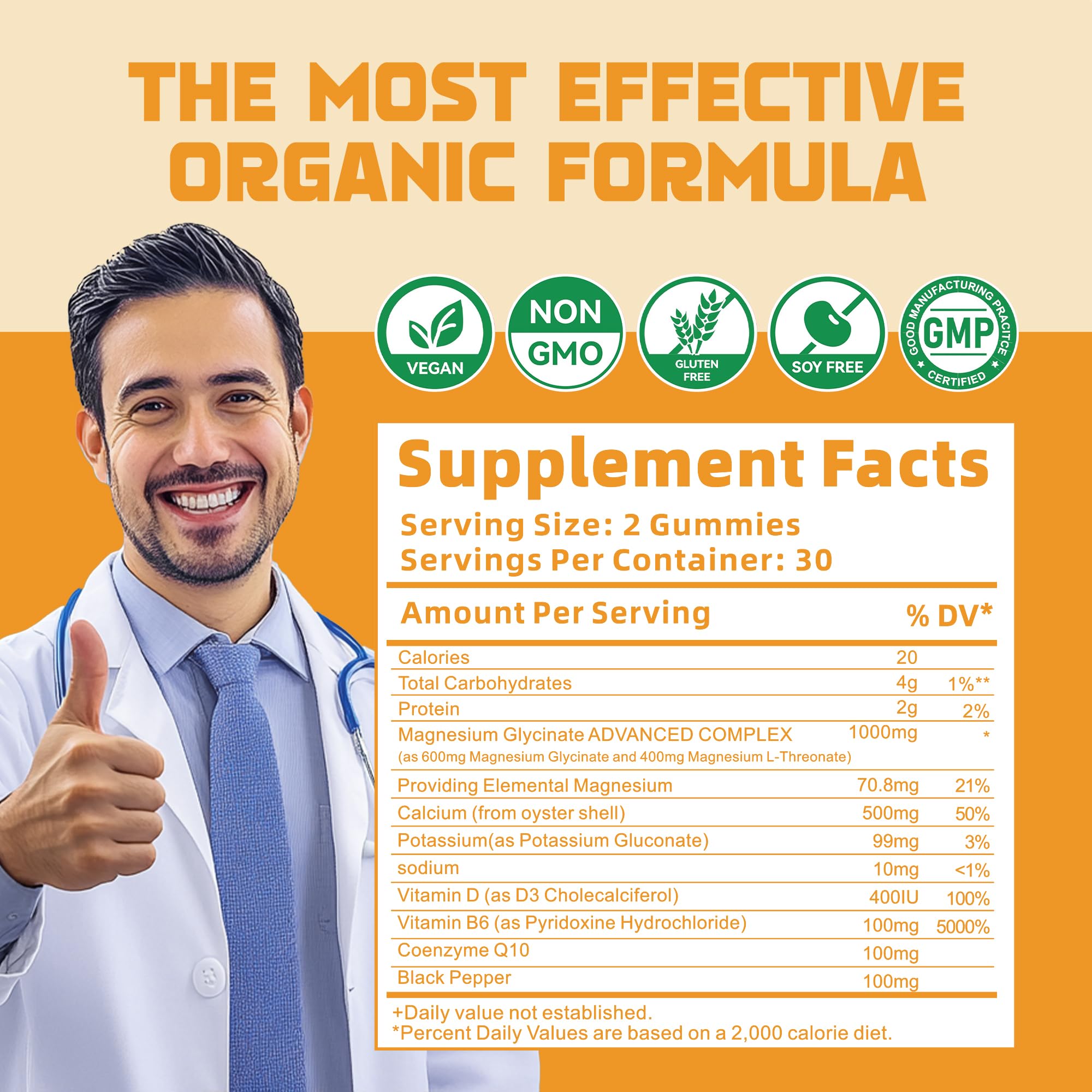 Bottle highlights Vitamin D, B6, and CoQ10 in the gummies
