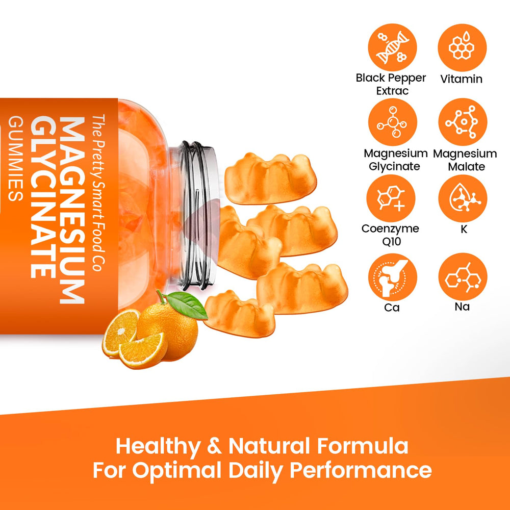 Close-up of orange magnesium glycinate gummies