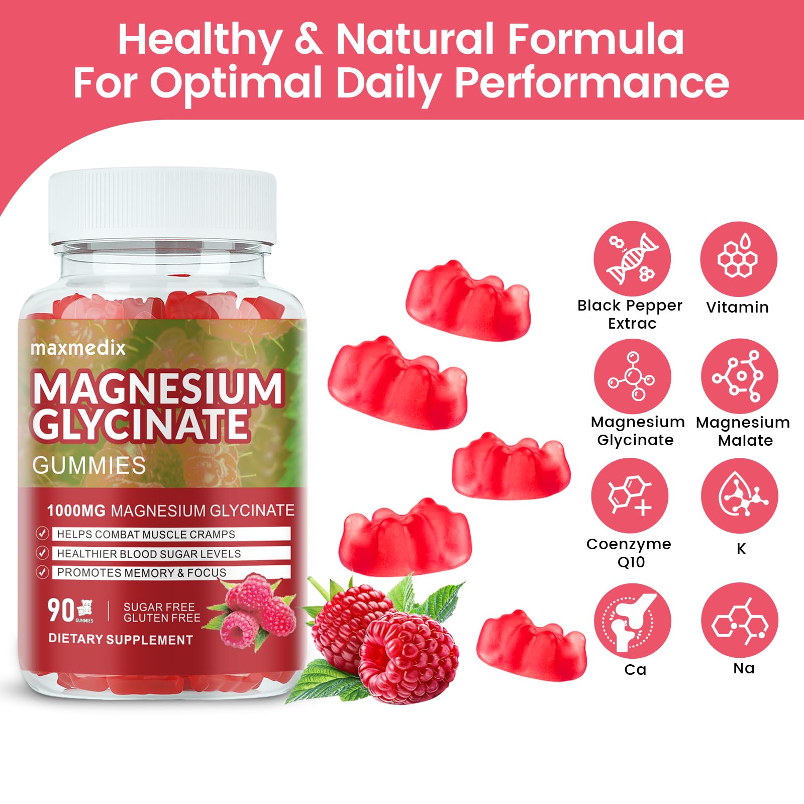 Product packaging and bottle with 90 gummies