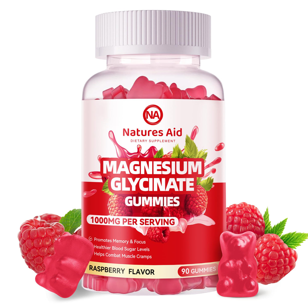 Magnesium Glycinate Gummies Raspberry bottle front