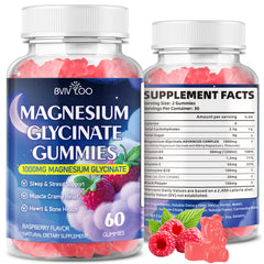 Hero image of Magnesium Glycinate Gummies 60-count bottle with raspberry flavor