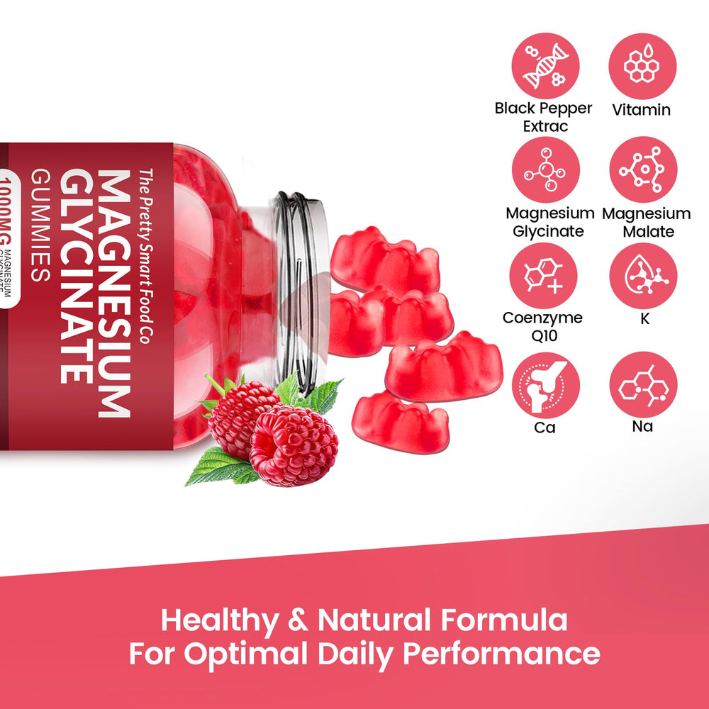 Raspberry-flavored Magnesium Glycinate Gummies close-up