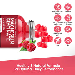 Raspberry-flavored Magnesium Glycinate Gummies close-up