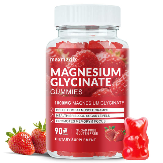 Magnesium Glycinate Gummies 1000mg strawberry flavor bottle front