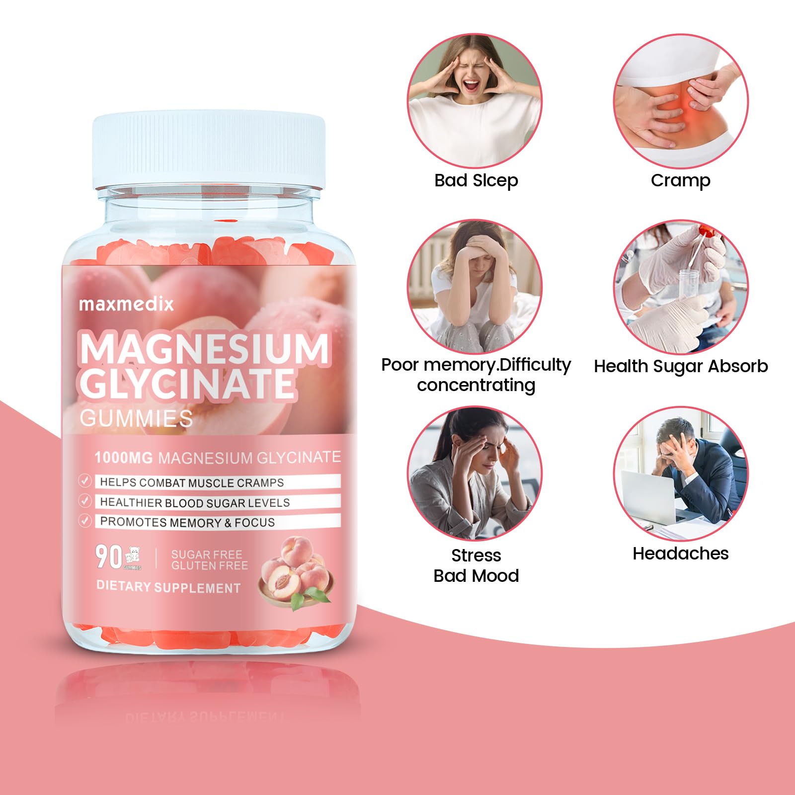 Label showing sugar-free magnesium glycinate formula