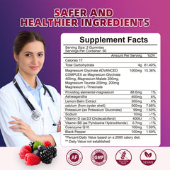 Back label showing supplement facts on Magnesium Glycinate Gummies bottle