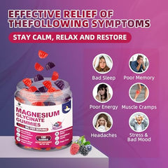 Nutrition facts and ingredients panel for Magnesium Glycinate Gummies