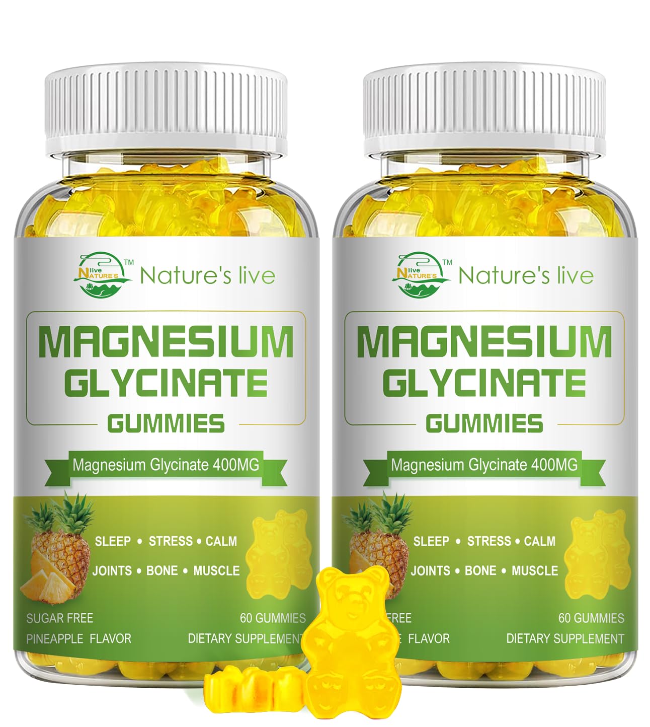 Bottle of sugar-free magnesium glycinate gummies