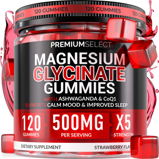 Bottle of Magnesium Glycinate Gummies showing 120 gummies
