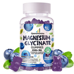 Magnesium Glycinate Gummies 2500mg bottle with blueberry flavor