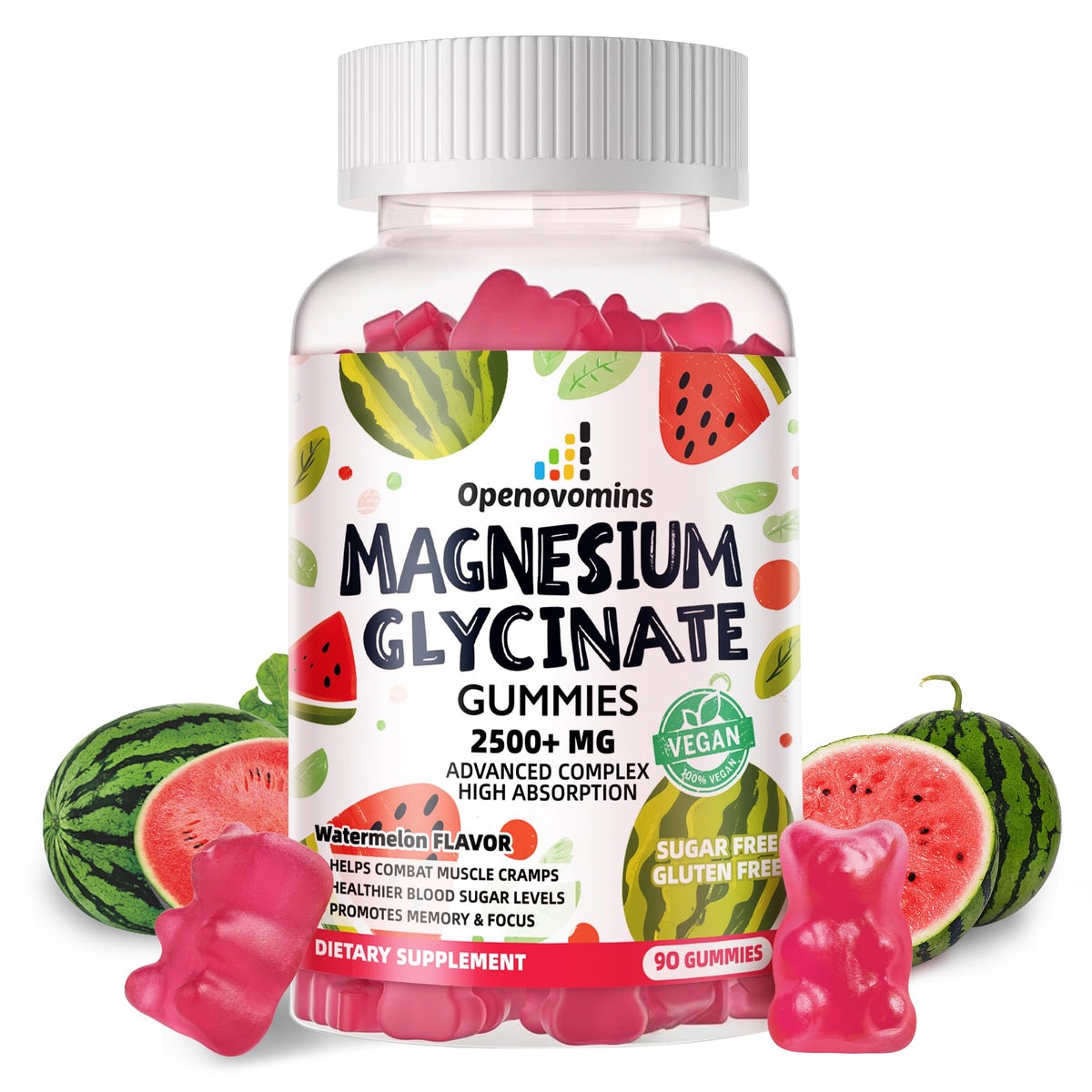 Magnesium Glycinate Gummies bottle labeled 2500mg