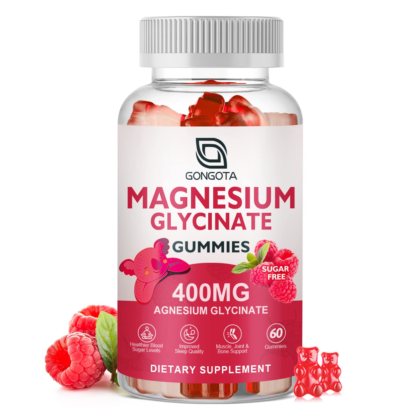 Front of bottle of Magnesium Glycinate Gummies 400 mg