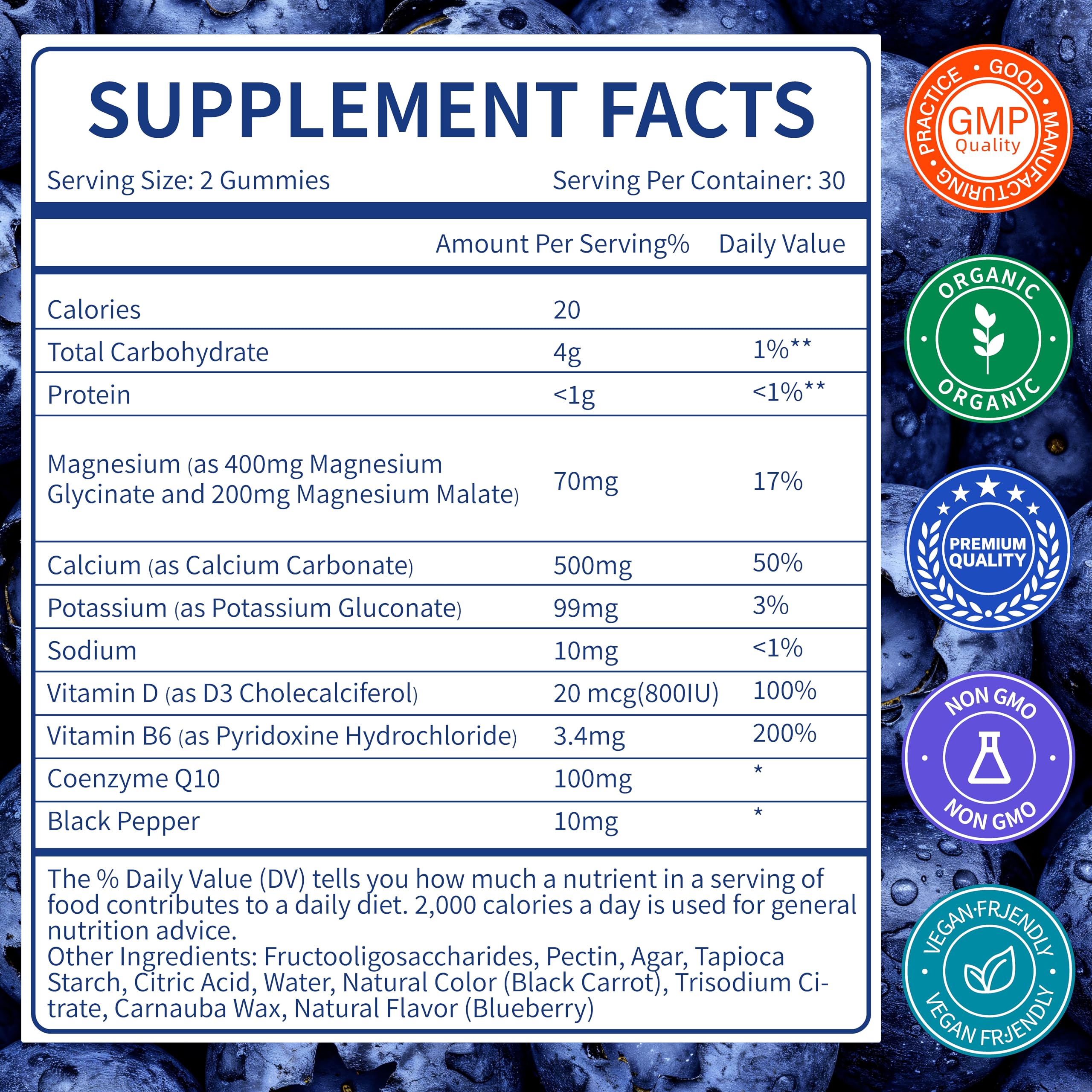 Bottle displaying 60 sugar-free magnesium glycinate gummies