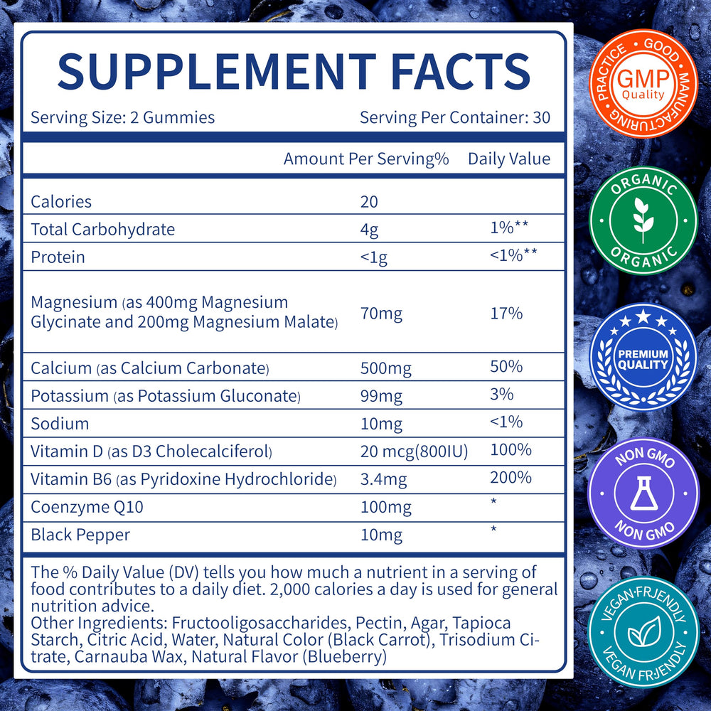Bottle displaying 60 sugar-free magnesium glycinate gummies