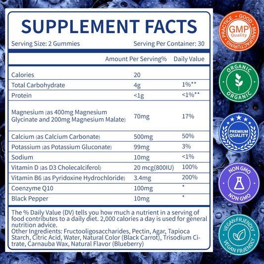 Bottle displaying 60 sugar-free magnesium glycinate gummies