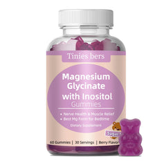 Front view of Tinies bers Magnesium Glycinate Gummies bottle, 60 gummies