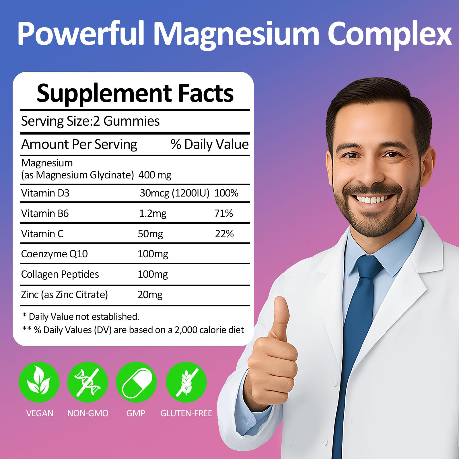 Raspberry-flavored magnesium glycinate gummy