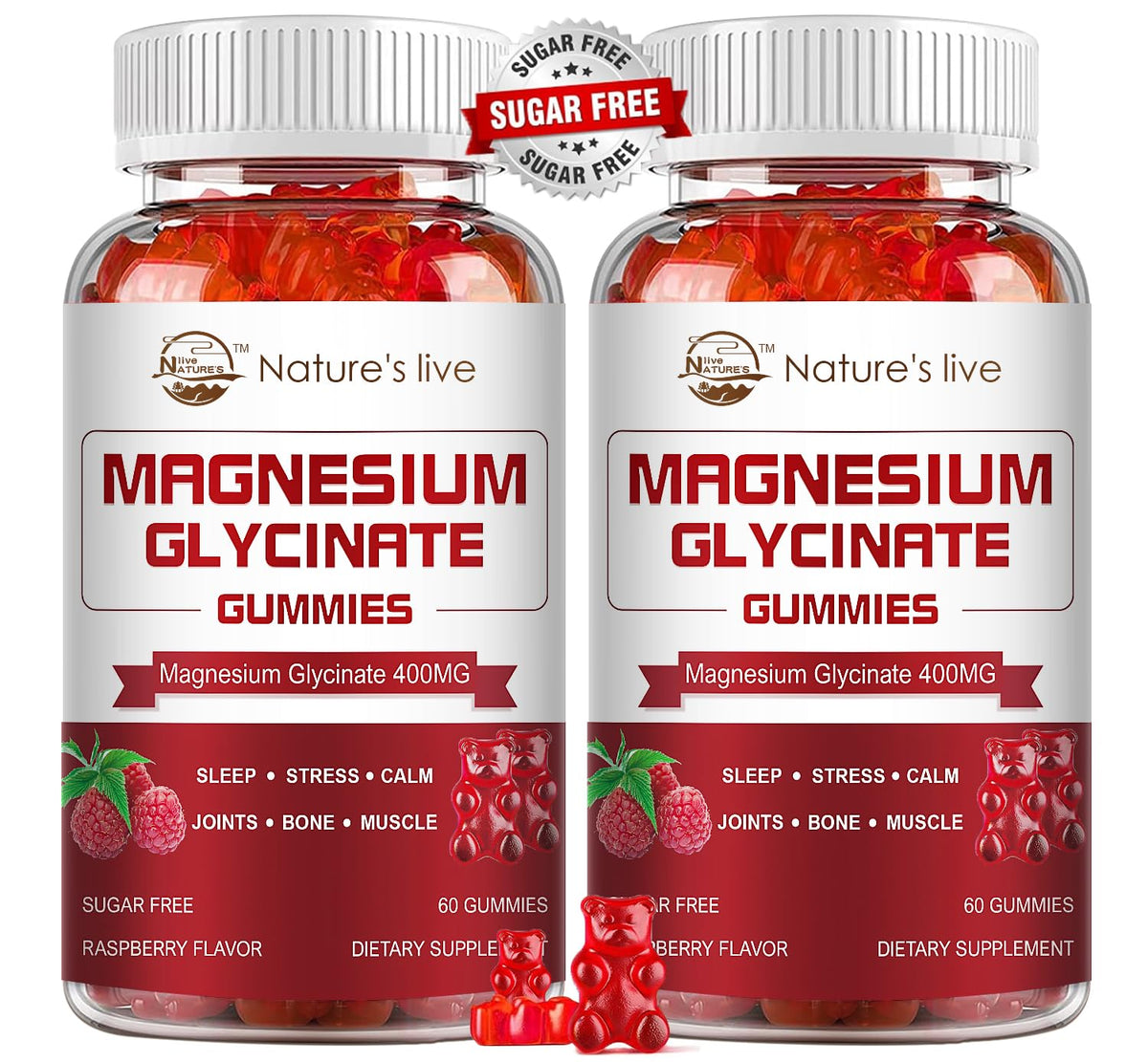 Bottle of Raspberry Magnesium Glycinate Gummies