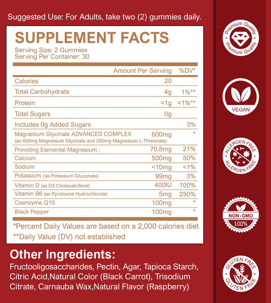 Close-up of Raspberry-flavored Magnesium Glycinate Gum