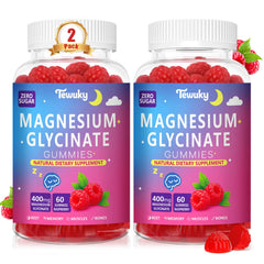 Front view of Magnesium Glycinate Gummies Raspberry bottle