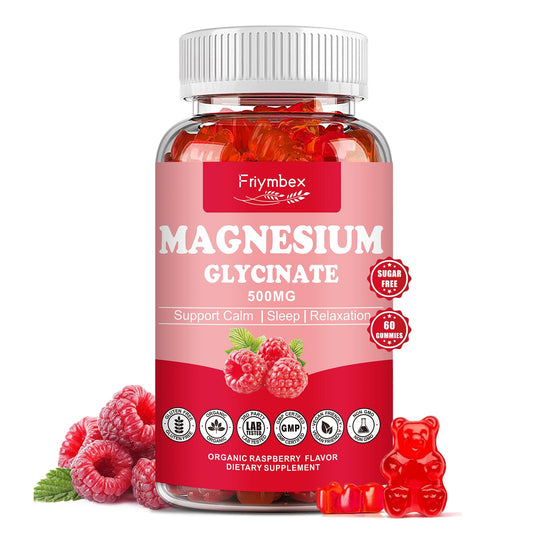 Bottle of Magnesium Glycinate Gummies Raspberry flavor (60 gummies)